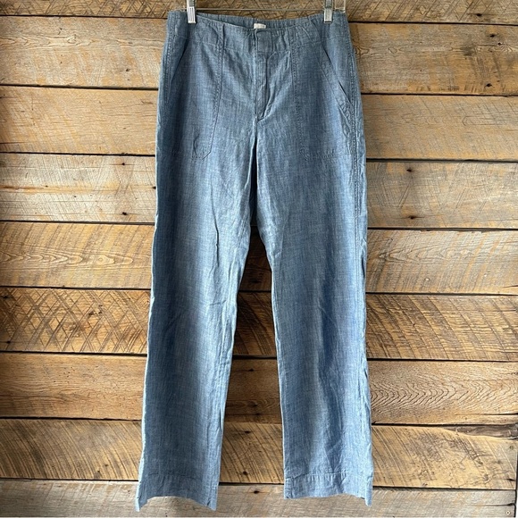 Gap Size 4 Wide Leg High Rise Chambray Pants Cotton Lightweight Beach Casual - Picture 1 of 14